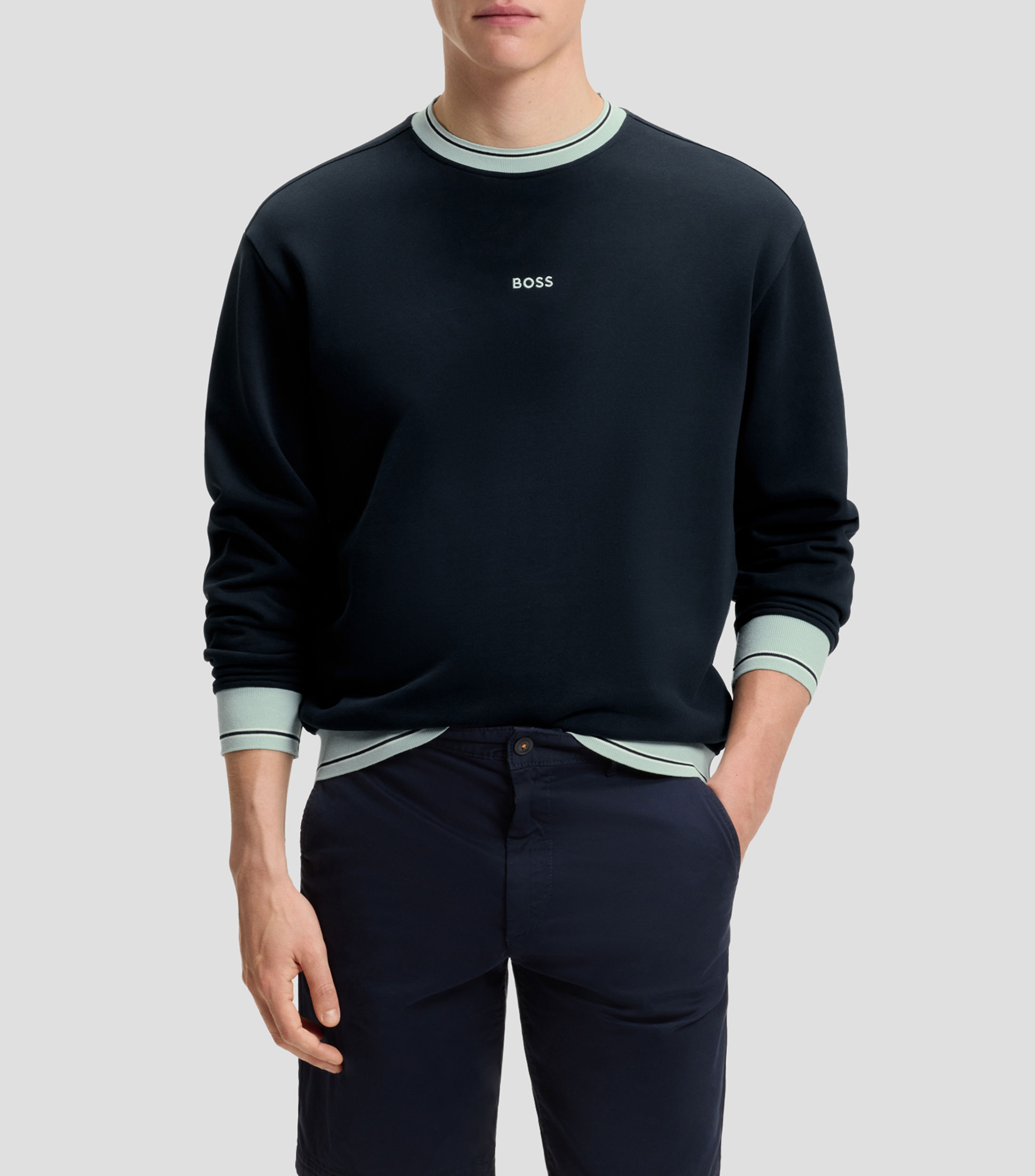 Sudadera en felpa de algodón con detalles en contraste Hombre